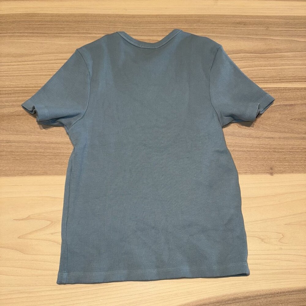 Donni. Rib Sky Blue Short Sleeve Cotton Blend Tee Women's Small S - Picture 3 of 7